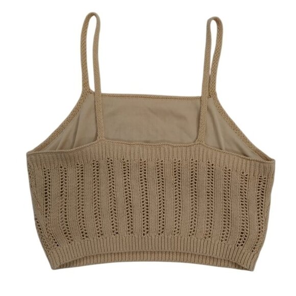 Freshman 1996 Women's Beige Strappy Crop Top, Fabric, Medium. - Picture 2 of 8
